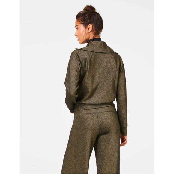 Spanx Airessentials Shine Half-Zip Sweatshirt Black Gold Women's XL NWT - Picture 7 of 13